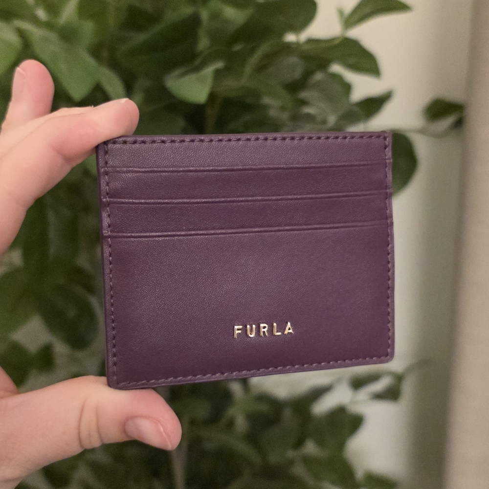 FURLA Purple Leather Card Holder - Picture 2 of 5